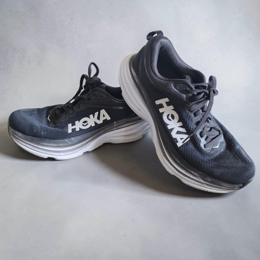 Hoka One One Bondi 8 Womens 7.5 B Black White Running Walking Shoes 1127952 BWHT